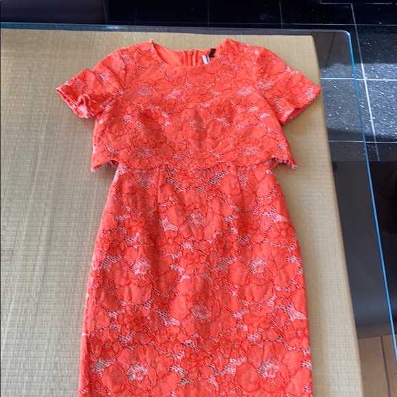 Topshop Coral Lace Cocktail Dress - Picture 3 of 8